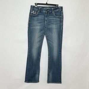 Rock & Roll Cowgirl Boyfriend Western Mid Rise Medium Wash Denim Jean size 30/34